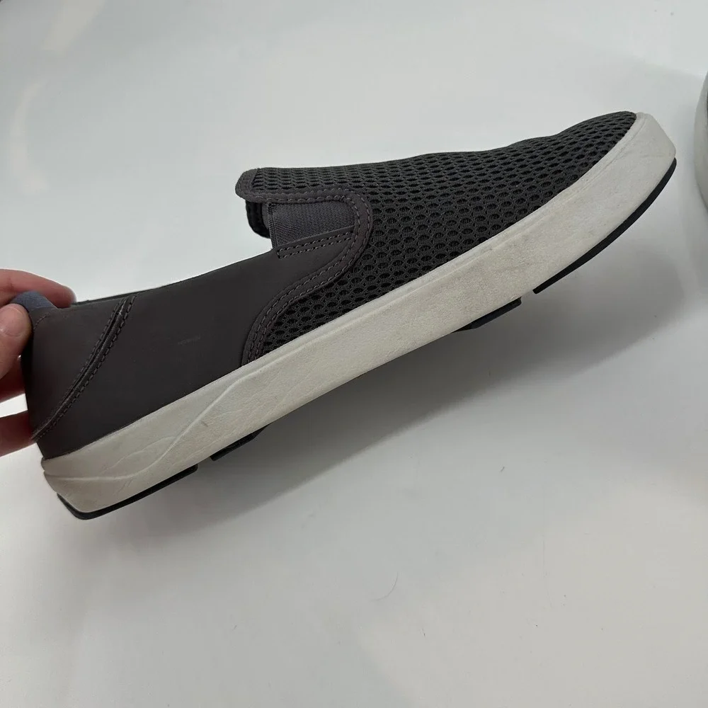 OluKai Lae'Ahi Slip‎ On Shoes Mesh Comfort Casual Loafers Gray Mens 10.5